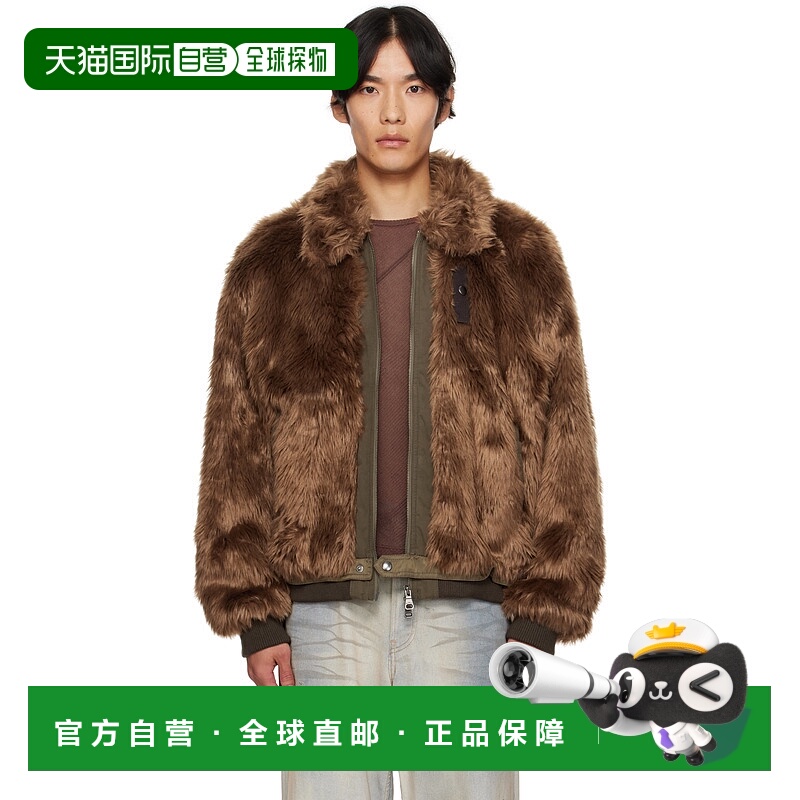 1h可退 香港直邮潮奢 Andersson Bell 男士 棕色人造毛皮飞行员夹