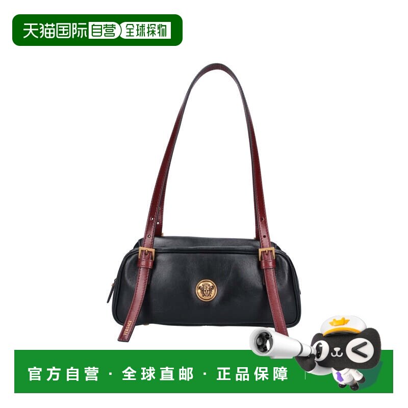 自营versace黑色长方形皮包-黑色徽章 美国奥莱直发斜挎包单肩包
