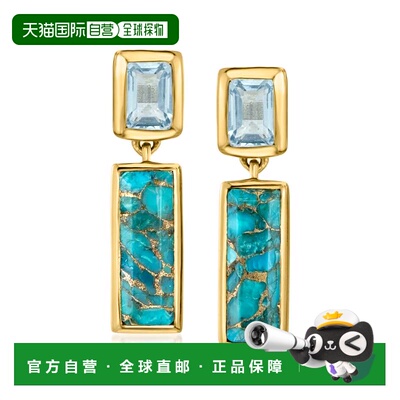自营Ross-Simons Turquoise and Sky Blue Topaz Drop Earrings i