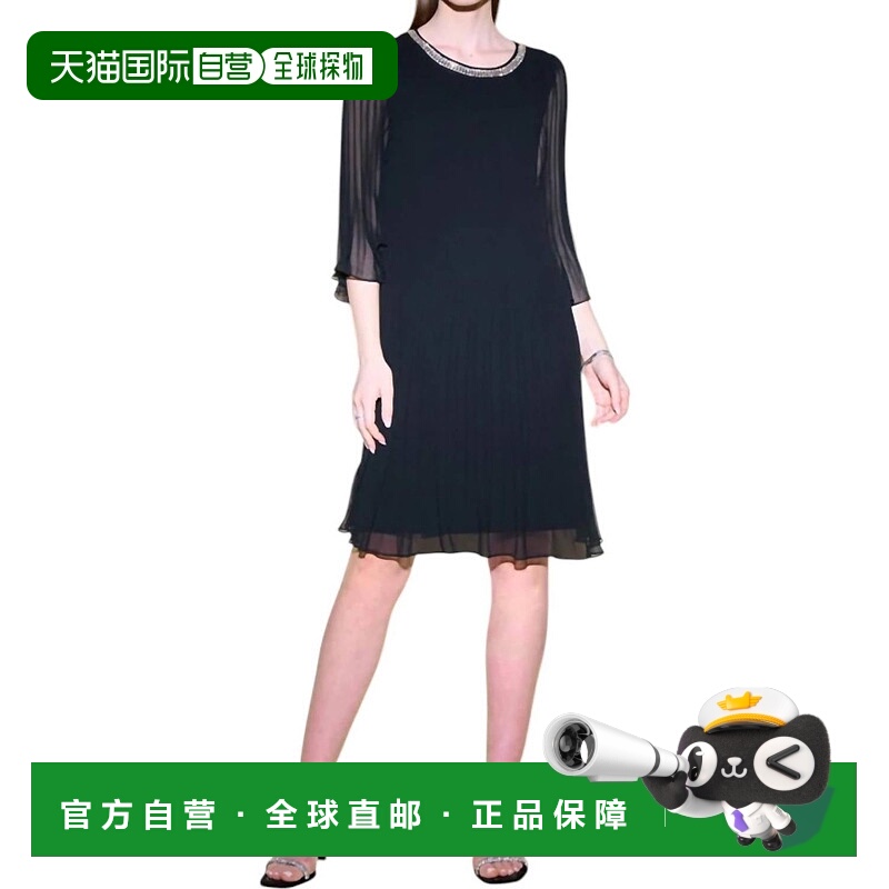 自营 joseph ribkoffPleated Chiffon Trapeze Dress In Black -