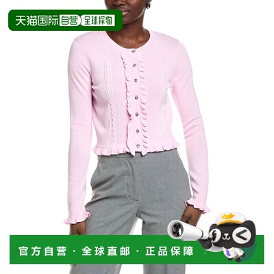 自营English Factory Ruffle Placket Knitted Cardigan - pink