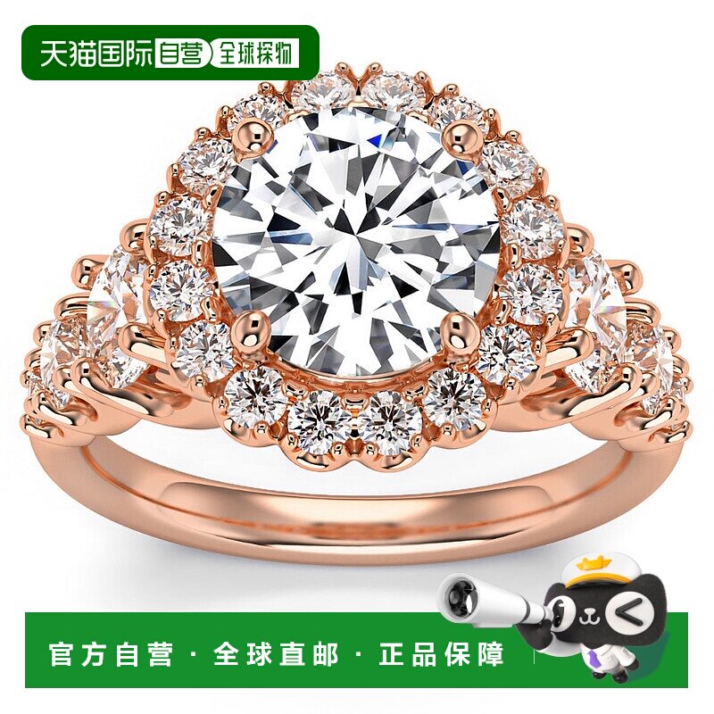 自营 pompeii35 克拉光环圆形明亮式切割钻石订婚戒指，实验室制1