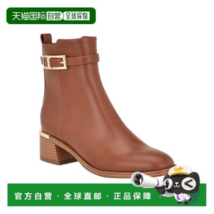 自营Calvin Klein Jallis Boots Women's Brown Block Heel Dress