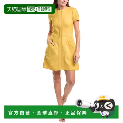 自营 Oscar de la Renta羊毛和丝绸混纺迷你连衣裙-黄色 美国奥莱