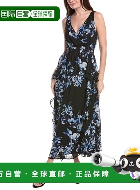 自营1.STATE V-Neck Ruffle Maxi Dress - blue 美国奥莱直发