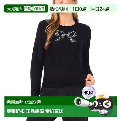 自营CeCe Heatset Bow Pullover Sweater - black 美国奥莱直发