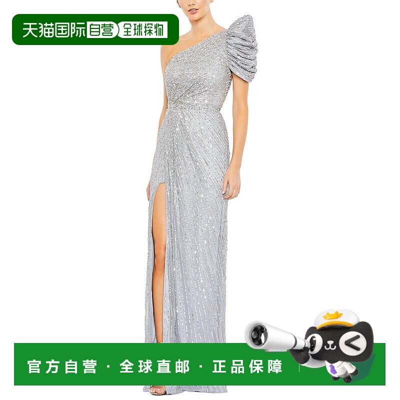 自营 Mac Duggal 直筒礼服 - 银色 美国奥莱直发连衣裙晚礼服