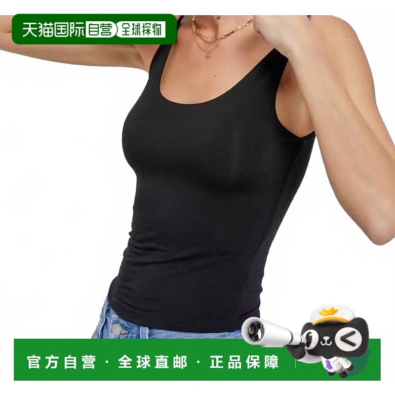 自营be coolBasic Scoop Neck Tank In Black - black 美国奥莱直