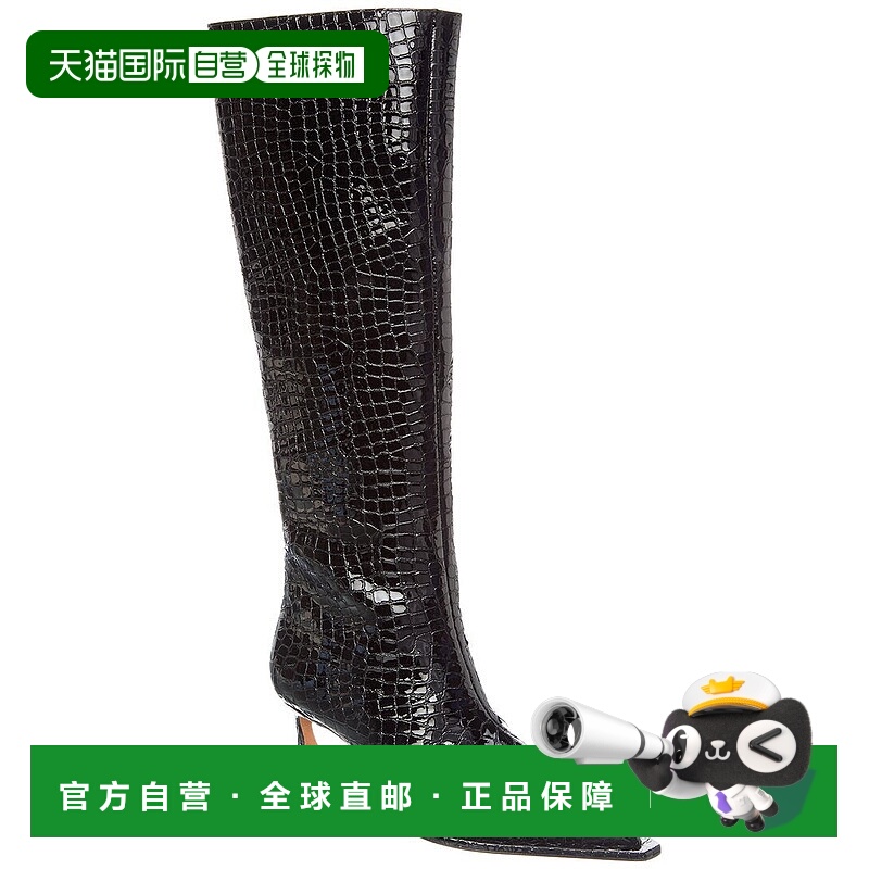 自营Alexandre Birman Croc-Embossed Patent Knee-High Boot - b