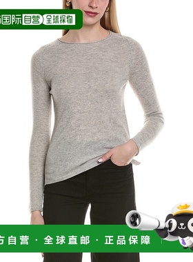 自营sofiacashmere圆领羊毛和羊绒混纺毛衣-灰色 美国奥莱直发
