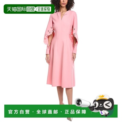 自营Oscar de la Renta Floral Detail Silk-Lined Wool-Blend Mi