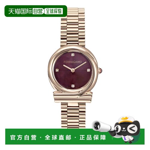 自营salvatore ferragamoGancini Twisted钻石手表-rosegold/勃艮