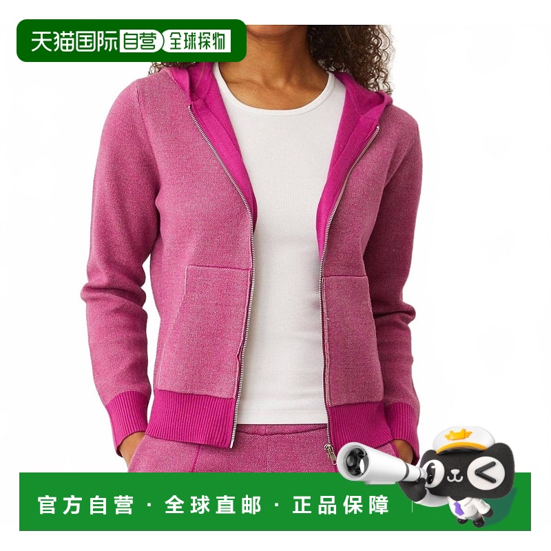 自营 monrow软针织双色拉链连帽衫，紫红色 美国奥莱直发