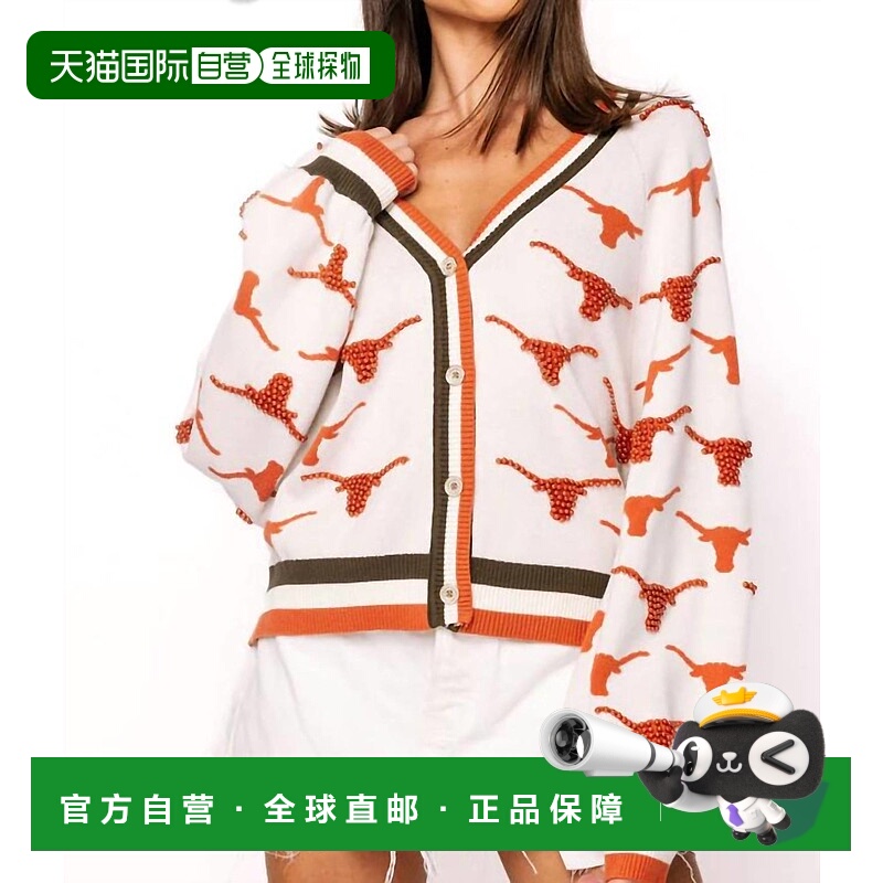 自营queen of sparkles德克萨斯针织吉祥物莱茵石开衫德克萨斯州-