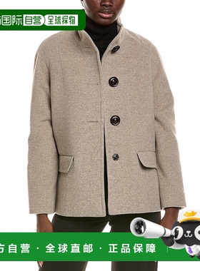 自营Cinzia Rocca Icons羊毛和羊绒混纺短外套-棕色 美国奥莱直发