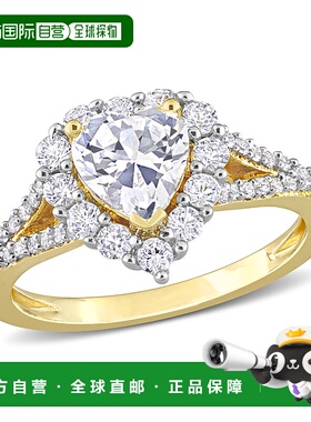 自营 mimi & max2 2/5 CT TGW 创造白色蓝宝石光环心形分裂戒环镀