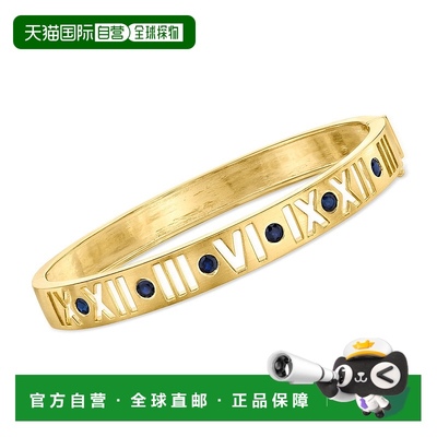 自营 Ross-Simons 蓝宝石罗马数字手镯手链 18 克拉金 8 英寸 美