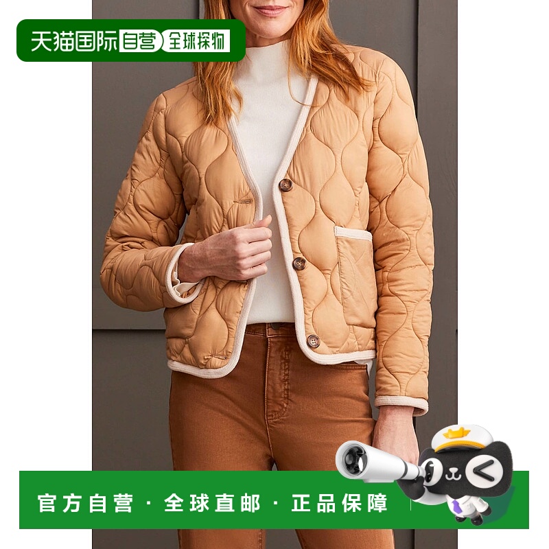自营tribalLong Sleeve Button Front Puffer Jacket In Tan - ta