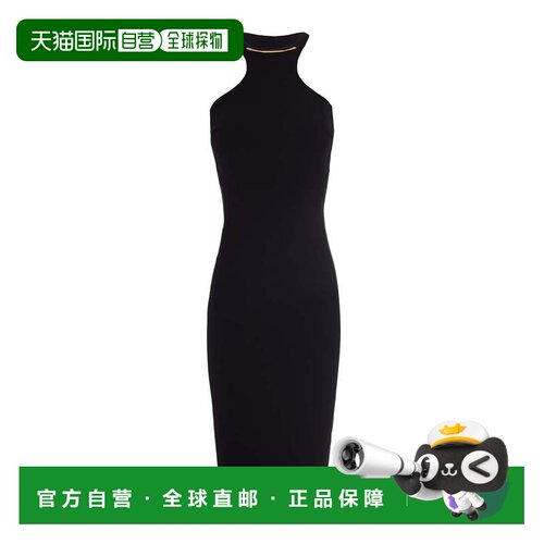 自营elisabetta franchiBlack Dress With Gold Detail - black