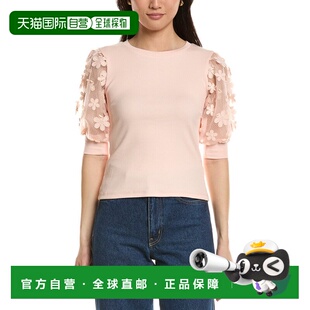 Puff Embroidered Sheer 美国奥莱 Top pink Sleeve 自营Truth