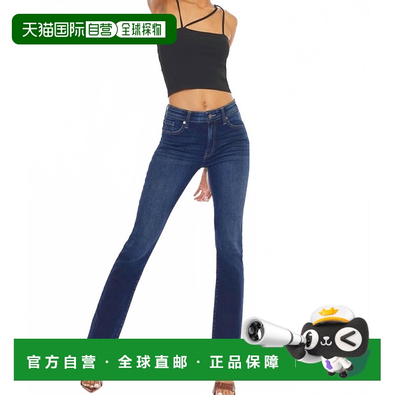 自营 kancan深黑色女式丹佛高腰靴形牛仔裤 美国奥莱直发喇叭裤