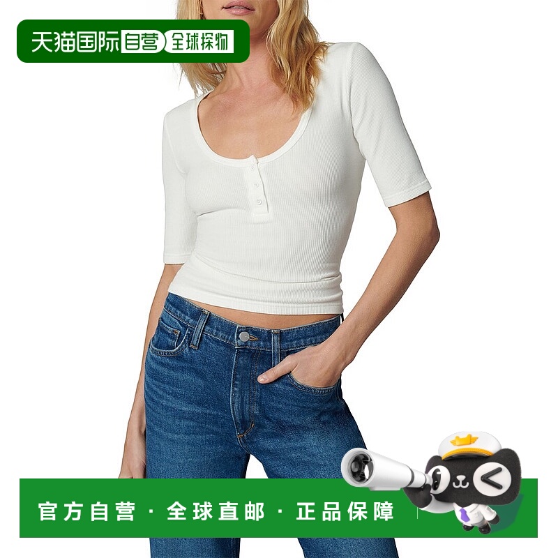 自营 JOE'S Jeans The Gisele Henley Half Sleeve Top - white