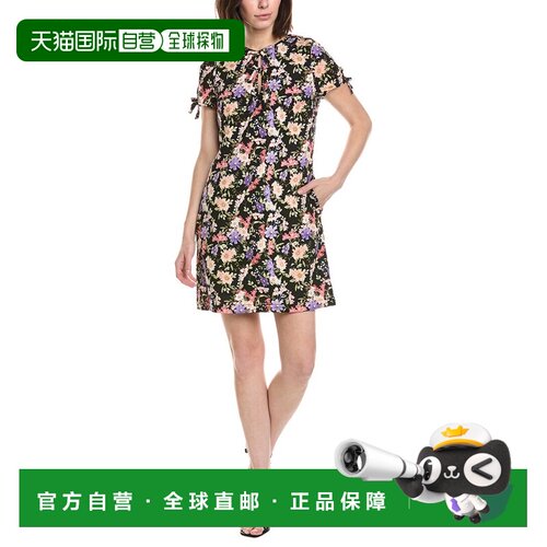 自营CeCe Bow Detail Keyhole Linen-Blend Mini Dress - black
