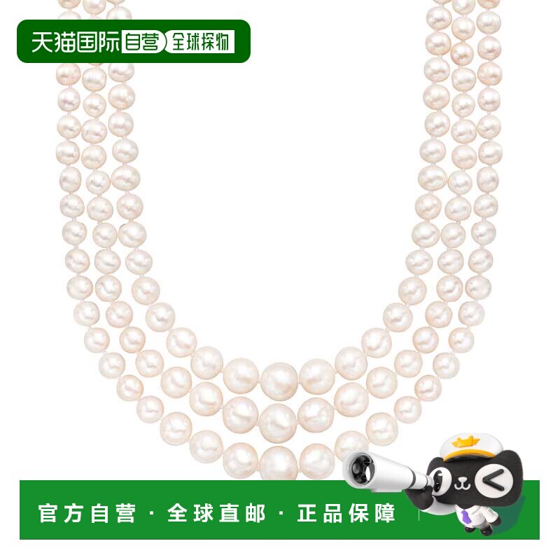 自营Ross-Simons 6-12.5 毫米养殖珍珠 3 股项链配 14 克拉黄金 -