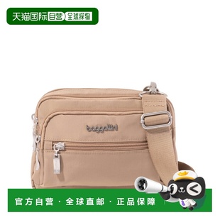 自营baggallini Triple Zip Crossbody Bag with Wide Strap - be