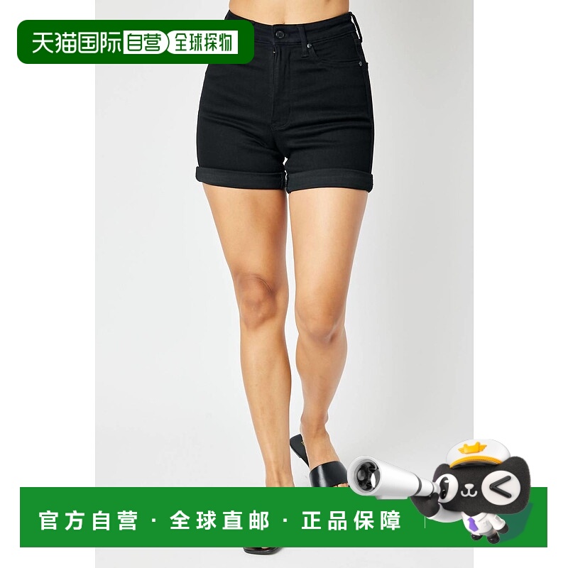 自营judy blueHigh Waist Tummy Control Cuffed Shorts In Black