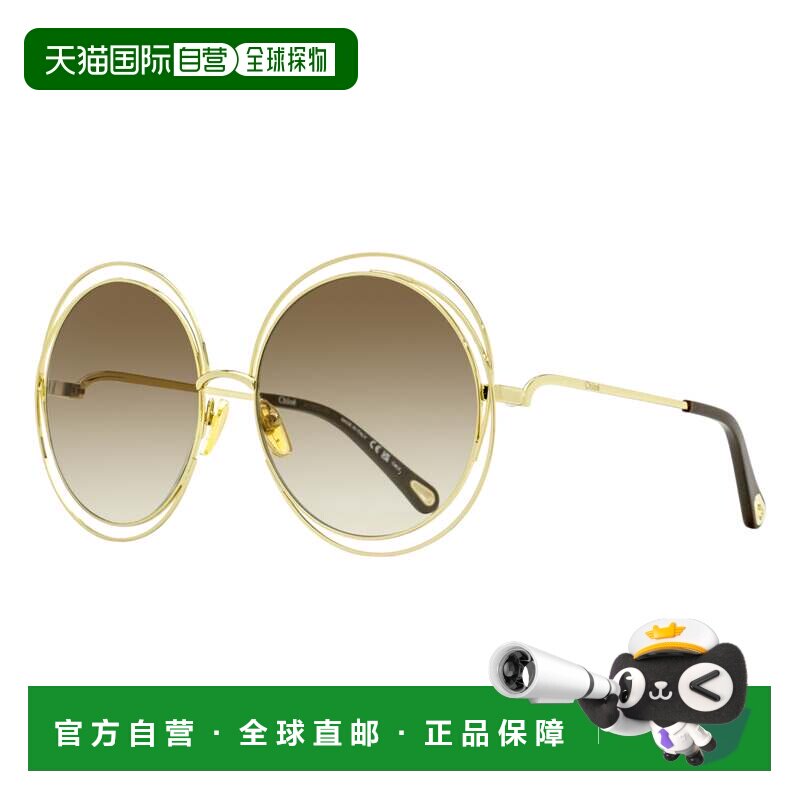 自营Chloe女士大号Carlina太阳镜CH0045S 001金色/棕色62mm-001