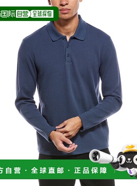 自营Vince Variegated Waffle Polo Shirt - blue 美国奥莱直发
