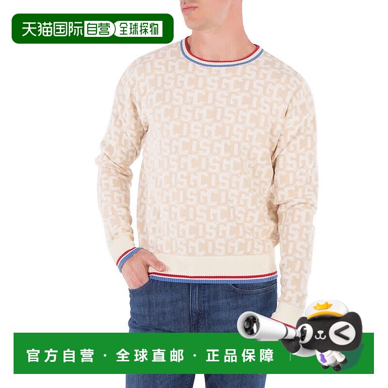 自营 GCDS Intarsia针织标志跳线-白色 美国奥莱直发上衣