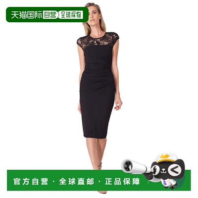 自营hale bobJanese Lace Crepe Knit Dress - black 美国奥莱直