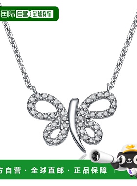 自营 geneviveGv C.z.纯银微密钉蝴蝶形吊坠 - 银白色 美国奥莱直
