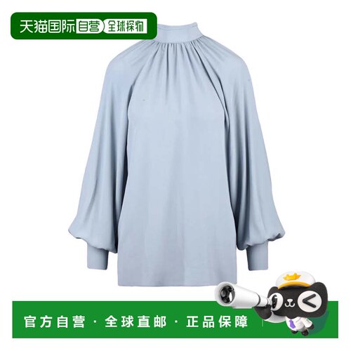 自营eleventyAcetate and Silk Blouse - Light Blue - blue 美国