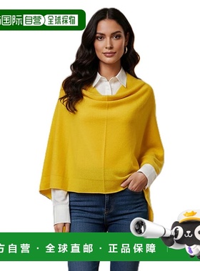 自营in2Cashmere Poncho with Textured Border - sunflower 美国