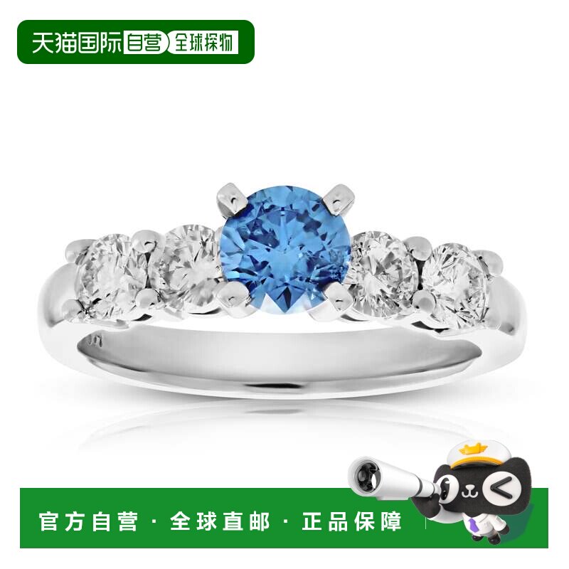 自营 vir jewels1.40 克拉蓝色和白色钻石订婚戒指 14K 白金新娘