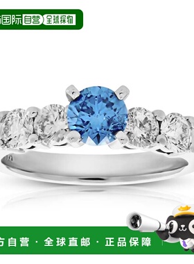 自营vir jewels1.40 克拉蓝色和白色钻石订婚戒指 14K 白金新娘 -