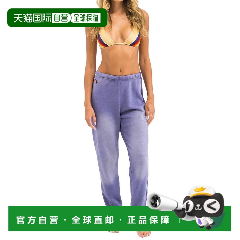 自营aviator nation5条褪色葡萄色条纹运动裤 美国奥莱直发