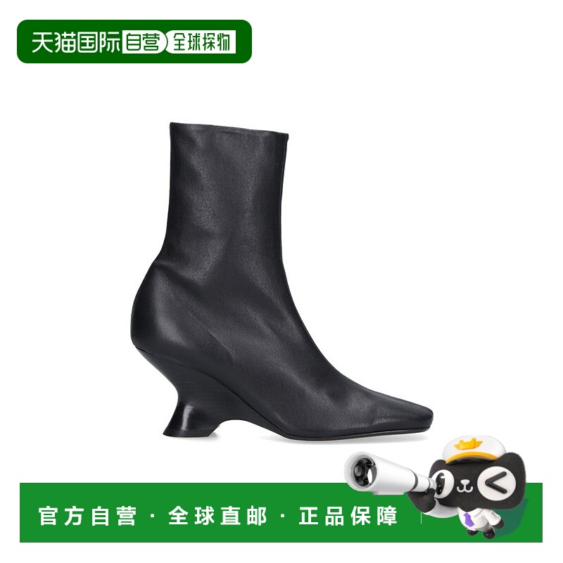 自营dries van noten尖头脚踝靴，带雕塑鞋跟-黑色 美国奥莱直发