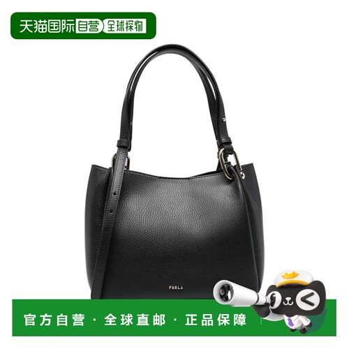 自营furlaBlack Cloud M卵石纹皮革托特包-黑色 美国奥莱直发