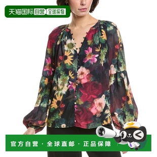 自营T Tahari Floral Button Blouse - black 美国奥莱直发