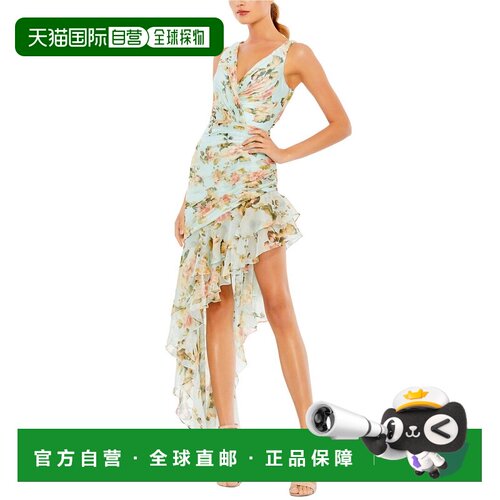 自营Mac Duggal Floral Print Mini Dress - black 美国奥莱直发