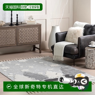 美国奥莱直发 自营 nuLOOM 翡翠假日驯鹿流苏小地毯 浅灰色