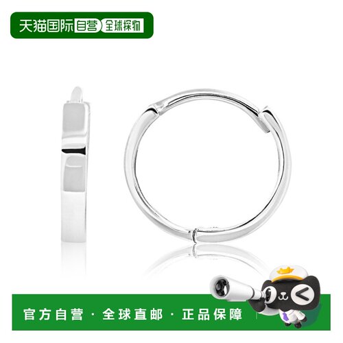 自营max + stone14K White Gold 10mm Flat Style Huggie Hoop Ea