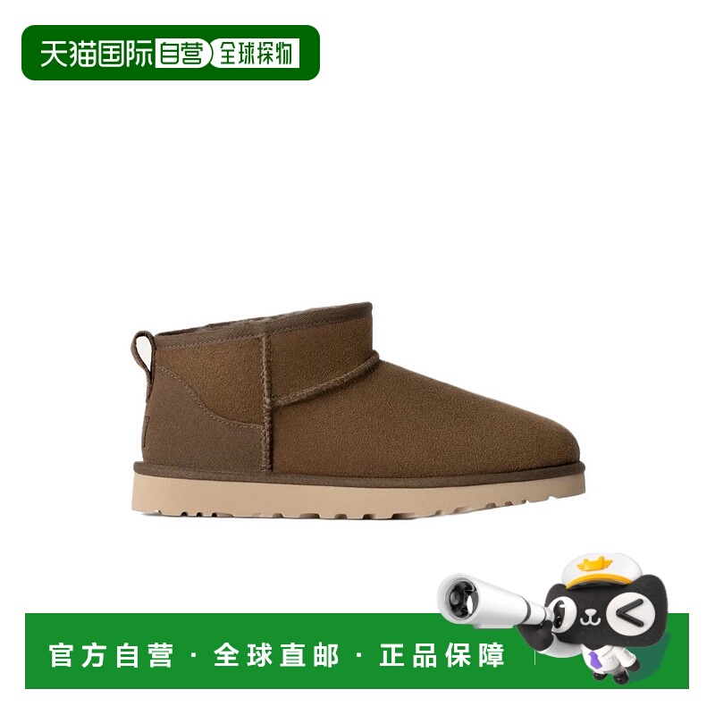 自营uggSuede Leather Ankle Boots With Plush Lining - grey 美
