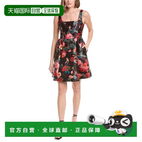 自营Julia Jordan Printed Mikado Sleeveless Dress - black mul