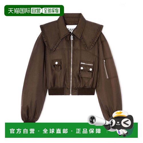 自营ganniDuchesse Polyamide-Blend Cropped Bomber Jacket - bl