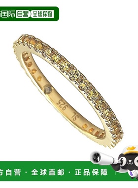 自营 Suzy Levian 黄金纯银细黄色蓝宝石永恒戒指 - 黄色 美国奥